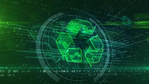 Vihreä kierrätyslogo datavilinässä - Greenline